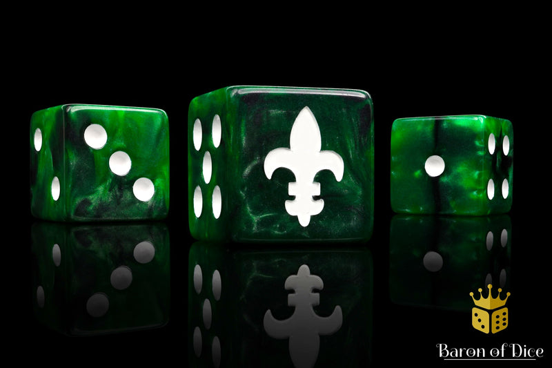 Load image into Gallery viewer, Fleur De Lis Dice - Green
