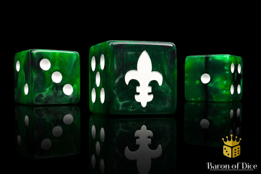 Fleur De Lis Dice - Green