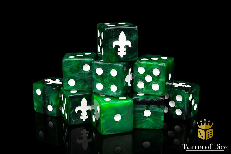 Load image into Gallery viewer, Fleur De Lis Dice - Green
