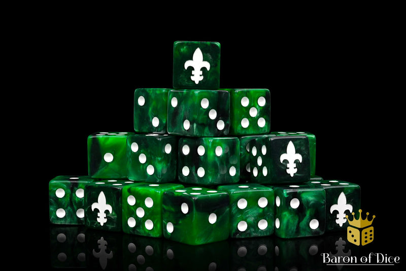 Load image into Gallery viewer, Fleur De Lis Dice - Green
