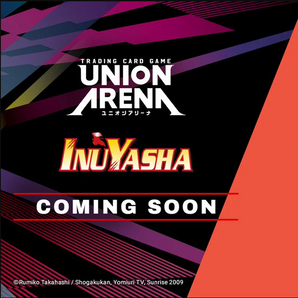 Promotional banner for 'Union Arena' featuring Inuyasha with colorful design elements.