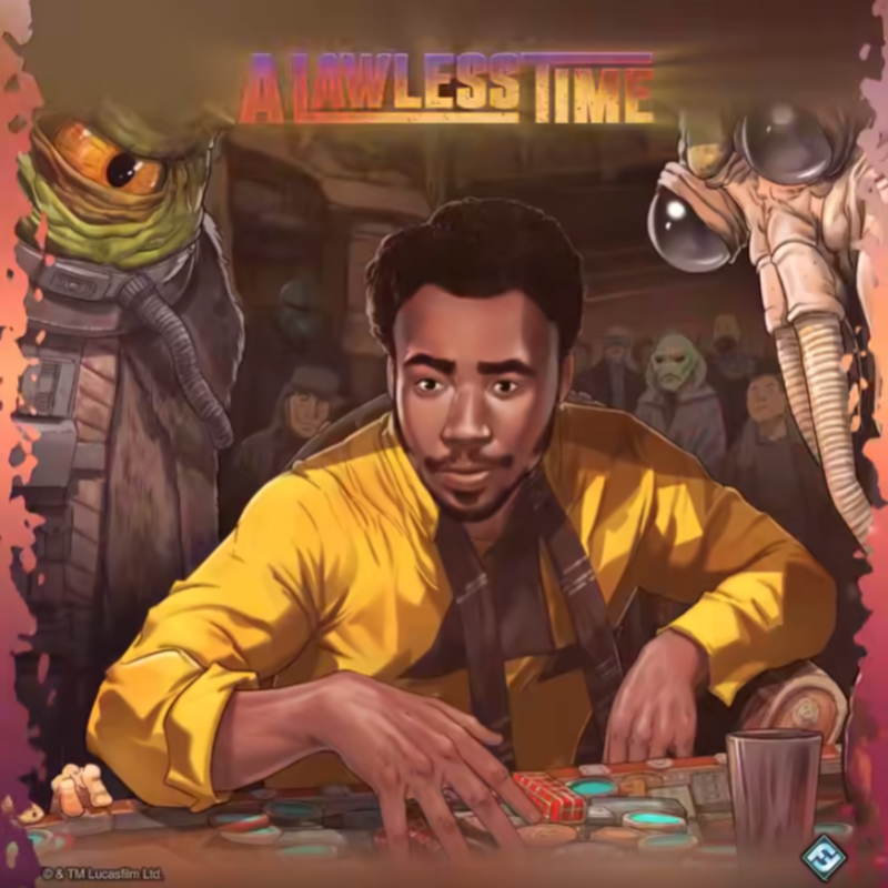 Illustration of a character in a yellow jacket with alien creatures and 'A Lawless Time' text in the background.