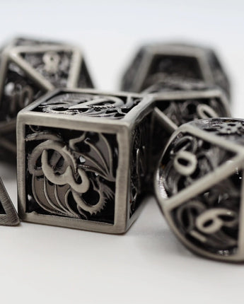 Dragon Essence: Silver - Hollow Metal RPG Dice Set 