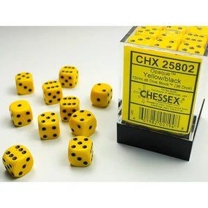 Chessex Dice: Opaque 12mm D6 (36) - Yellow/Black 