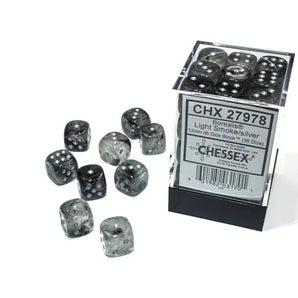 Chessex Dice: Special 12mm D6 (36) - Borealis: Light Smoke/Silver