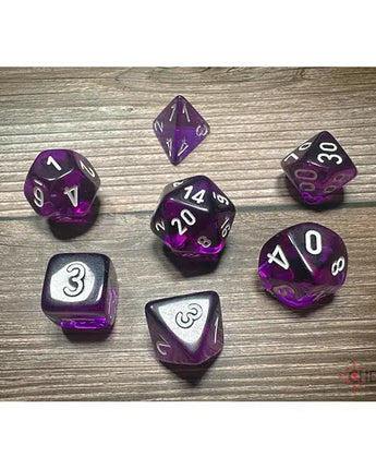 Chessex Dice: Translucent 7-Die RPG Set - Purple/White 