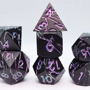 Foam Brain Dice Set: Purple Lightning RPG Metal Dice Set (7) 