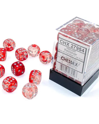 Chessex Dice: Special 12mm D6 (36) - Nebula Red/Silver 