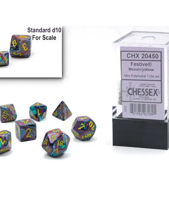 Chessex Dice: Mini 7-Die RPG Set - Festive: Mosiac/Yellow 