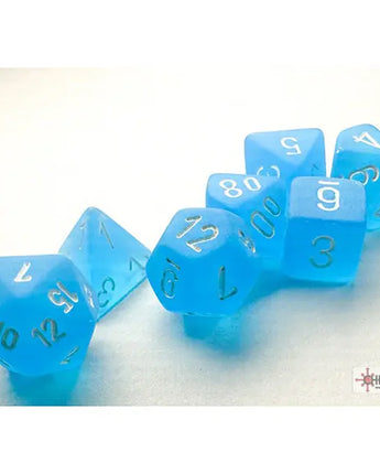 Chessex Dice: Mini 7-Die RPG Set - Frosted: Caribbean Blue/White 