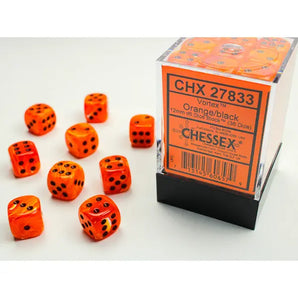 Chessex Dice: Vortex 12mm D6 (36) - Orange/Black 