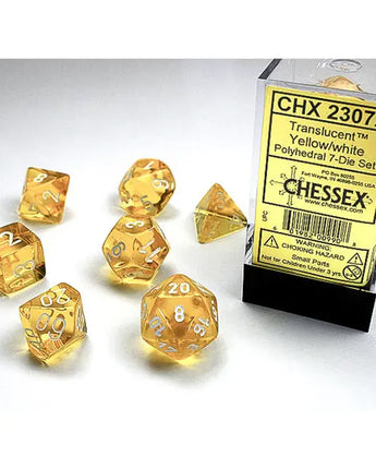 Chessex Dice: Translucent 7-Die RPG Set - Yellow/White 