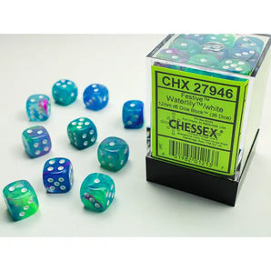 Chessex Dice: Special 12mm D6 (36) - Festive: Waterlily/White 