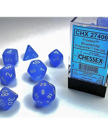 Chessex Dice: 7-Die RPG Set - Frosted: Blue/White 