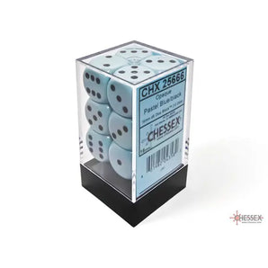 Chessex Dice: Opaque 16mm D6 (12) - Pastel Blue/Black 