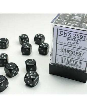 Chessex Dice: Speckled 12mm D6 (36) - Ninja 