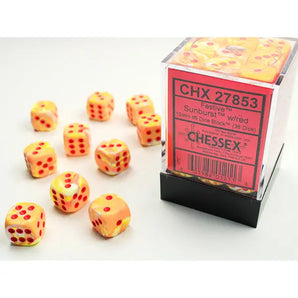 Chessex Dice: Special 12mm D6 (36) - Festive: Sunburst/Red