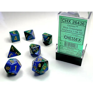 Chessex Dice: Gemini 7-Die RPG Set - Blue Green/Gold 