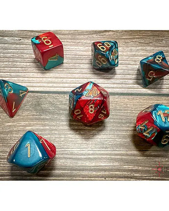 Chessex Dice: Gemini 7-Die RPG Set - Red-Teal/Gold 