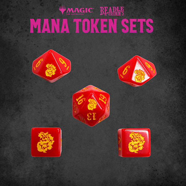 Load image into Gallery viewer, Beadle &amp; Grimms MTG Red Mana Metal Token Set
