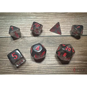 Chessex Dice: Translucent 7-Die RPG Set - Smoke/Red