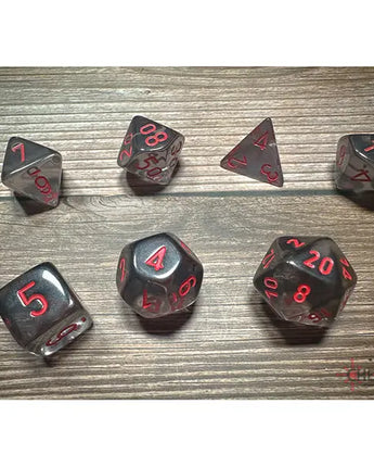 Chessex Dice: Translucent 7-Die RPG Set - Smoke/Red 