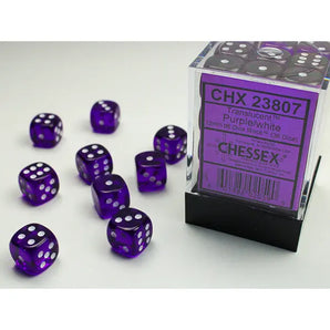 Chessex Dice: Translucent 12mm D6 (36) - Purple/White 