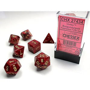 Chessex Dice: Gemini 7-Die RPG Set - Vortex: Burgundy/Gold 