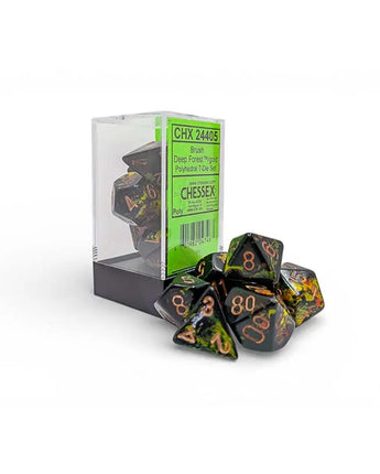 Chessex Dice: 7-Die RPG Set - Deep Forest/Gold 