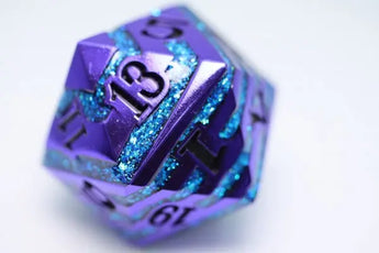 Foam Brain Metal Dice: Purple With Blue Mica - 35mm Metal Dice 
