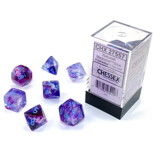 Chessex Dice: Luminary 7-Die RPG Set - Nocturnal/blue 