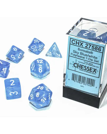 Chessex Dice: Luminary 7-Die RPG Set - Blue/White 