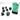 Chessex Dice: Gemini 7-Die RPG Set - Black-Grey/Green 