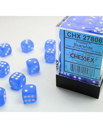 Chessex Dice: Special 12mm D6 (36) - Frosted: Blue/White 