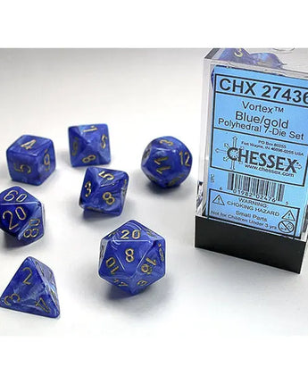 Chessex Dice: Gemini 7-Die RPG Set - Vortex: Blue/Gold 