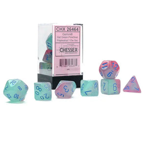 Chessex Dice: Luminary 7-Die RPG Set - Gel Green-Pink/Blue 