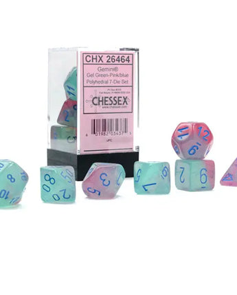 Chessex Dice: Luminary 7-Die RPG Set - Gel Green-Pink/Blue 