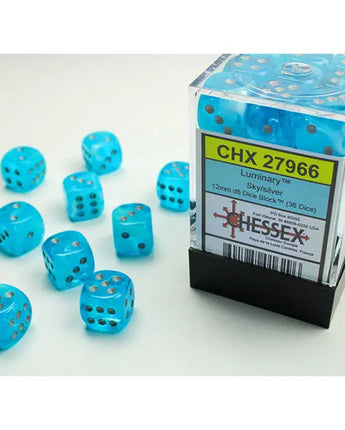 Chessex Dice: Special 12mm D6 (36) - Luminary: Sky/Silver 