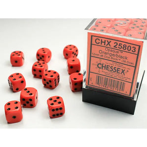 Chessex Dice: Opaque 12mm D6 (36) - Orange/Black 