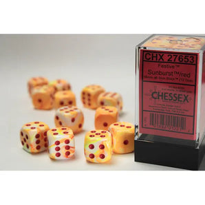 Chessex Dice: Special 16mm D6 (12) - Festive: Sunburst/Red