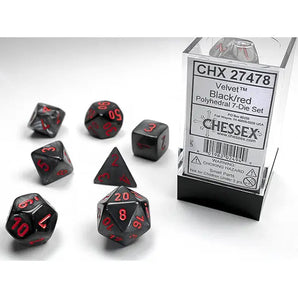 Chessex Dice: 7-Die RPG Set - Velvet: Black/Red 