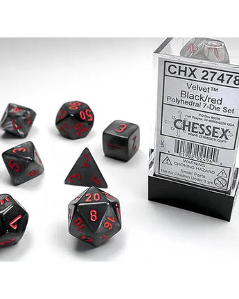 Chessex Dice: 7-Die RPG Set - Velvet: Black/Red 