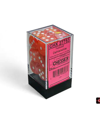 Chessex Dice: Special 16mm D6 (12) - Festive: Dahlia/White 