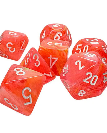 Chessex Mega-Hedrals 7-Die Set - Dahlia/White 