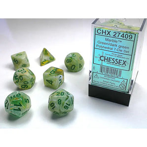 Chessex Dice: 7-Die RPG Set - Marble: Green/Dark Green 