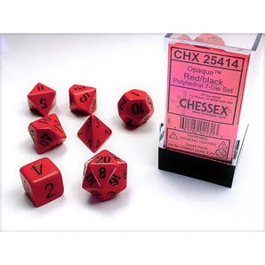 Chessex Dice: Opaque 7-Die RPG Set - Red/Black 