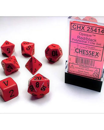 Chessex Dice: Opaque 7-Die RPG Set - Red/Black 