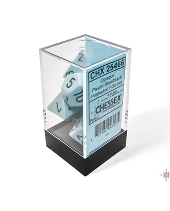 Chessex Dice: Opaque 7-Die RPG Set - Pastel Blue/Black 