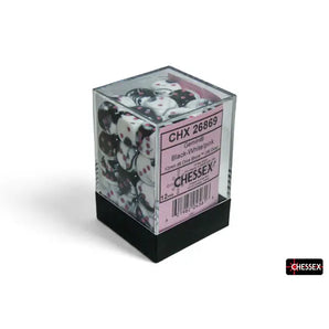 Chessex Dice: Gemini 12mm D6 (36) - Black-White/Pink 