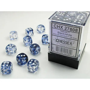 Chessex Dice: Special 12mm D6 (36) - Nebula: Black/White 
